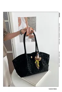 Borsa shopper stampa leopardato donna autunno borsa a spalla casual grande capacità elegante