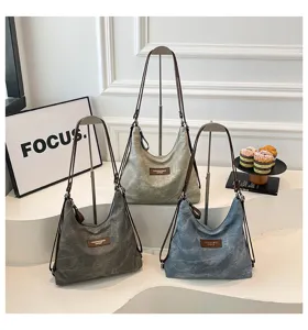 Borsa a tracolla vintage in tela grande capacità per donna borsa casual versatile