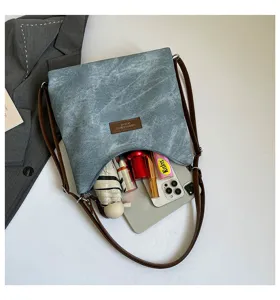 Borsa a tracolla testurizzata vintage per donna minimalista grande capacità borsa hobo a mano