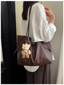 Borsa a tracolla grande capacità in pelle PU retro per donna, borsa autunno inverno casual.