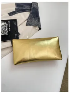 Sac pochette dorée métallique pour femme élégant polyvalent bandoulière sac à main