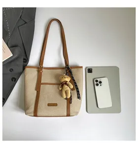 Bolso tote de lona gran capacidad bolso de hombro informal elegante para mujer trabajo