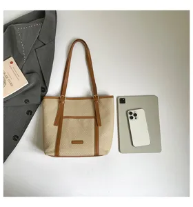 Bolso tote de lona mujer gran capacidad bolso de mano casual moda elegante bolso de hombro