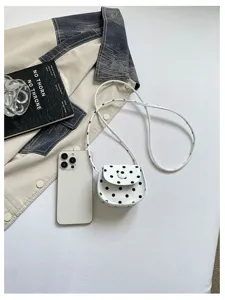 Süße Mini-Satteltasche mit Polka-Dot-Druck für Kinder, stilvolle Kindertasche Umhängetasche.