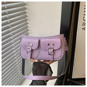Borsa a spalla viola alla moda con doppie tasche e dettagli di stelle per ogni occasione.
