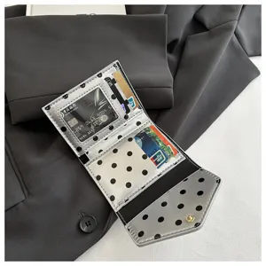Silver polka dot wallet card holder multi-slot folding purse stylish compact accessory