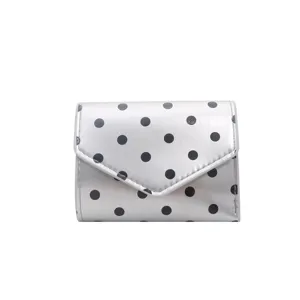 Portafoglio a pois argentato elegante piccola borsa moda estate tendenza minimalista donna