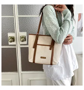 Bolso tote de lona de gran capacidad casual elegante bolso de hombro minimalista