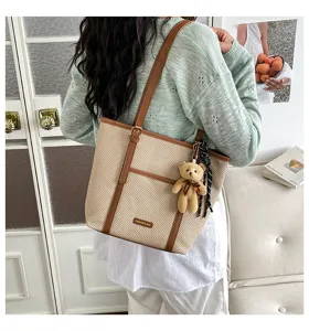 Bolso tote de lona para mujer gran capacidad bolso de hombro informal diario elegante
