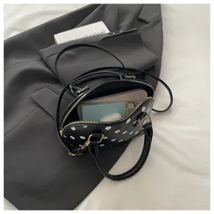 Korean style fashion women handbag black white polka dot shell crossbody bag daily chic casual