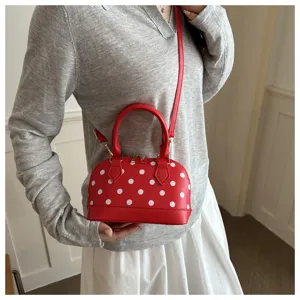 Red white polka dot dome bag stylish crossbody shoulder bag for women summer chic handbag