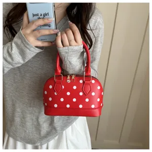 Korean style red polka dot shell handbag, chic and fashionable crossbody bag for women summer.