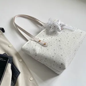 Grosse Kapazitaet Sternen Segeltuch Tote Bag Damen, minimalistische Freizeit Schultertasche Arbeit.