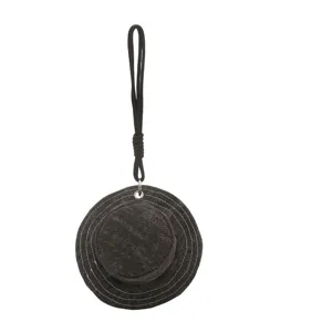 Mini denim fisherman hat shape coin purse, creative earphone storage bag with hanging cord.