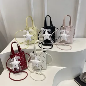 Bolso bandolera lunares mujer pequeño bolso de mano elegante con colgante estrella verano