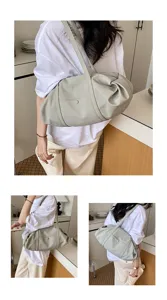 Minimalist casual solid color shoulder tote bag, lightweight commuter handbag for women.
