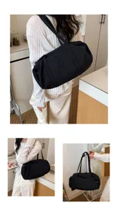 Black large capacity shoulder bag casual commuter tote bag minimalist travel bag