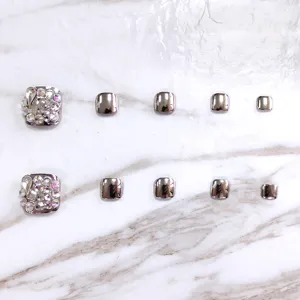Glitter strass teennagels set met metallic chrome afwerking valse tenennagels vrouwen