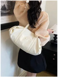 Minimalist solid color shoulder bag casual commuter underarm tote bag for women daily use