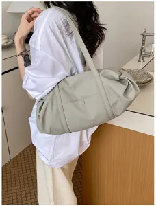 Minimalist solid color shoulder bag underarm bag casual lightweight travel tote bag.