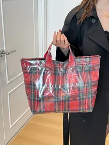 Chic plaid tote bag for women, stylish waterproof casual handbag for daily commute.