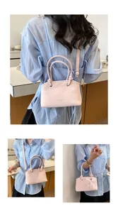 Stilvolle rosa Damen Umhaengetasche Freizeit Retro Handtasche mit oberen Henkeln
