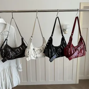 Retro Motorrad Stil PU Leder Hobo Schultertasche Umhängetasche Beutel Trend Modern Chic