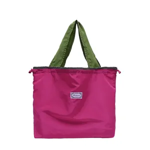 Nieuwe trekkoord kleurovergang grote capaciteit opvouwbare shopper tas casual stoffen tas
