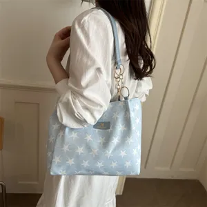 Chique blauwe witte ster print schouder shopper tas stijlvolle casual dagelijkse tas voor dames