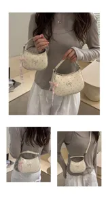Dulce bolso de hombro con lunares y lazo bonito, bolso bandolera de moda para mujer.