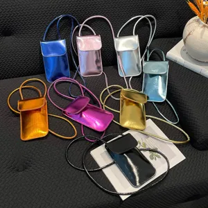 Fashion Glossy Patent Leather Vertical Crossbody Phone Bag Women Small Shoulder Bag Coin Purse Casual Messenger Bag