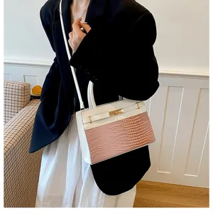 Chic summer fashion crocodile pattern handbag shoulder crossbody bag for women daily use.