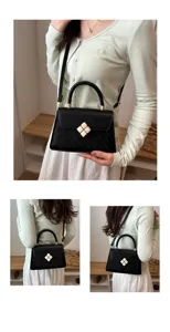 Schwarze gesteppte Mode Umhängetasche Schultertasche mit elegantem Kleeblatt Dekor Damen.