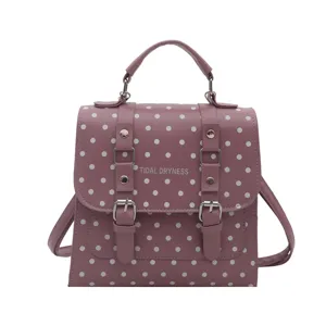Zaino vintage a pois da donna in pelle PU borsa scuola casual elegante zainetto chic