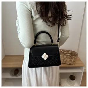 Schwarze modische kleine Handtasche, elegantes Steppdesign mit Tragegriff und Schultergurt.