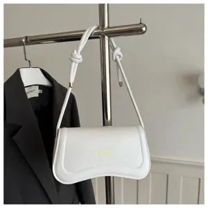 French style chic trendy leather underarm bag, minimalist commuter shoulder handbag for women.