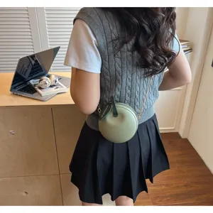 Green apple shape mini crossbody bag with chain strap, stylish trendy women's handbag.