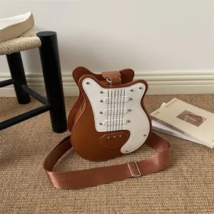 Guitar shape shoulder bag unique creative crossbody bag for women daily travel stylish purse