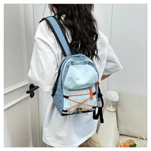Lightweight casual mini backpack for daily travel, cute daily bag with blue design.
