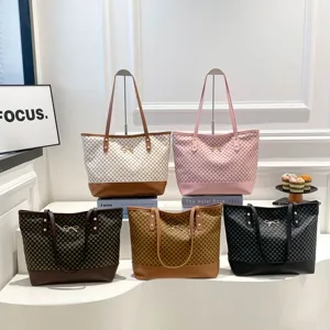 Γυναικείο Τσάντα Tote Megalis Horitikotitas Canvas PU Leather Patchwork Shoulder Bag Casual Commuter Handbag Bowknot