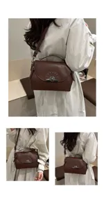 Élégant sac à bandoulière en cuir marron avec serrure métallique, idéal pour le quotidien.