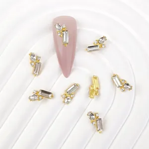 Gouden Legering Transparante Strass Nail Art Bedels Geometrische Druppel Kristal Nagel Edelstenen Voor DIY Manicure Decoratie