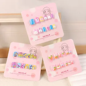 Uñas postizas para niños con bonitos dibujos animados set de uñas postizas 12 pzas