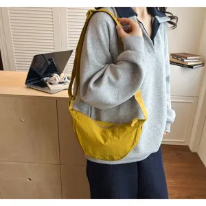 Borsa a tracolla dumpling monocolore stile giapponese donna leggera borsa spalla