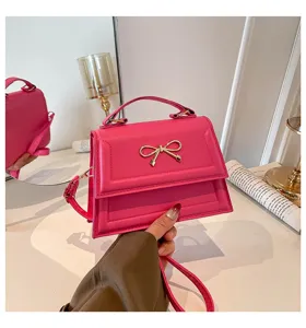 Sac à main rose avec nœud mode femmes décontracté épaule bandoulière petit carré neuf