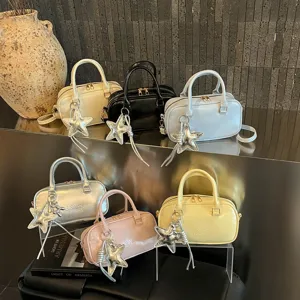 Chic Boston handbag for women stylish shoulder bag casual bowling bag with star pendant