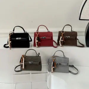 Femme Mode PU Cuir Poignée Supérieure Sac Bandoulière Classique Kelly Style Fermeture à Serrure Sac