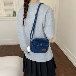 Ιαπωνική INS Ρετρό Πλυμένη Denim Καμβά Τσάντα Street Trend Γυναικείο Casual Crossbody