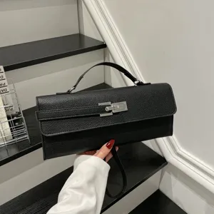 Bolso de mano de cuero negro para mujer estilo vintage bolso cruzado elegante chic