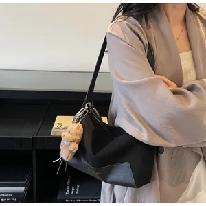 Ρετρό Μαύρη Τσάντα Tote από Σουέτ Γυναικεία Φθινόπωρο Χειμώνας Μινιμαλιστική Τσάντα
